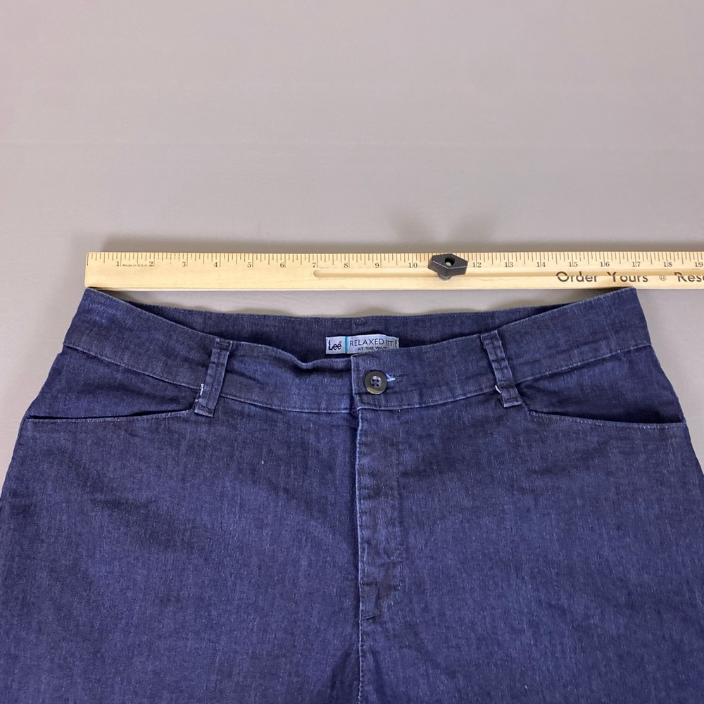Lee Womens Relaxed Fit Straight Leg Jeans Size 16 Long Dark Wash Blue Denim Y2K - Picture 4 of 11